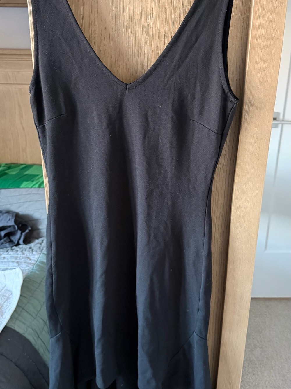 Easel v neck high low open back dress